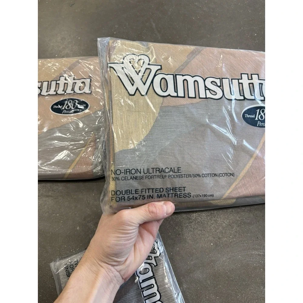 Rare Wamsutta Sadao Double Bed Sheet Set Of 3 180 Thread Count Percale NOS LEAFS